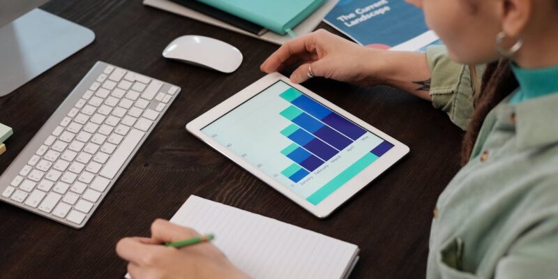 Free Person Holding Ipad Near Apple Magic Mouse Stock Photo